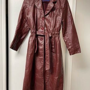 Vintage burgundy womens leather coat